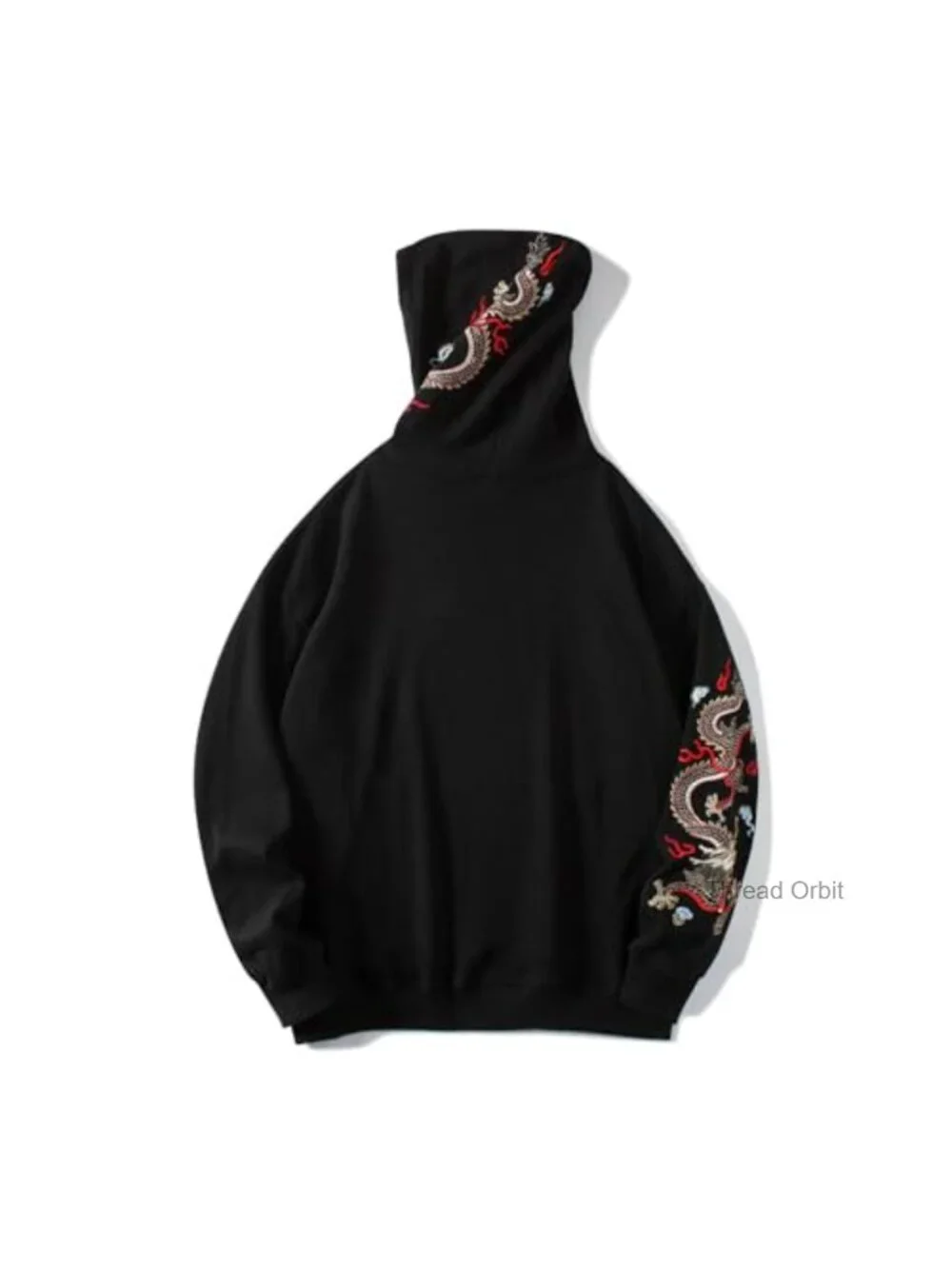 Heavyweight Embroidered Dragon Graphic Hoodie Streetwear Pullover